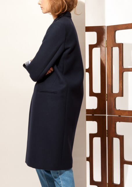 ★CÉLINE★ネイビー ウールピーコート セリーヌ服コピー☆ウールクロンビーコート,Navy｜スーパーコピー優良