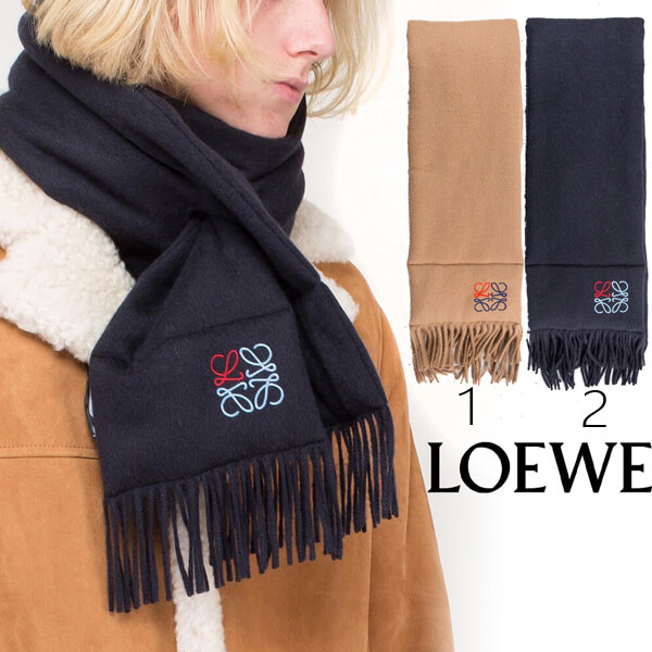LOEWE ネイビー マフラー(ロエベ ネイビー マフラー/ショール LOEWE ネイビー マフラー(ロエベ ネイビー マフラー/ショール