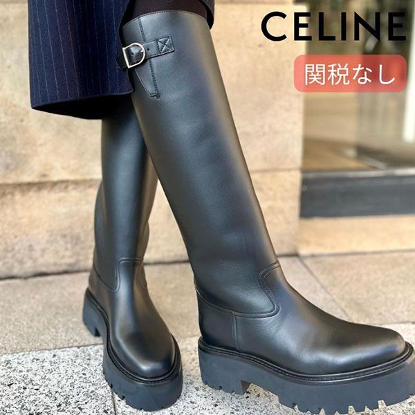 CELINE バルキー バックル ハイブーツ / カーフスキン ブラック CELINE バルキー バックル ハイブーツ / カーフスキン ブラック