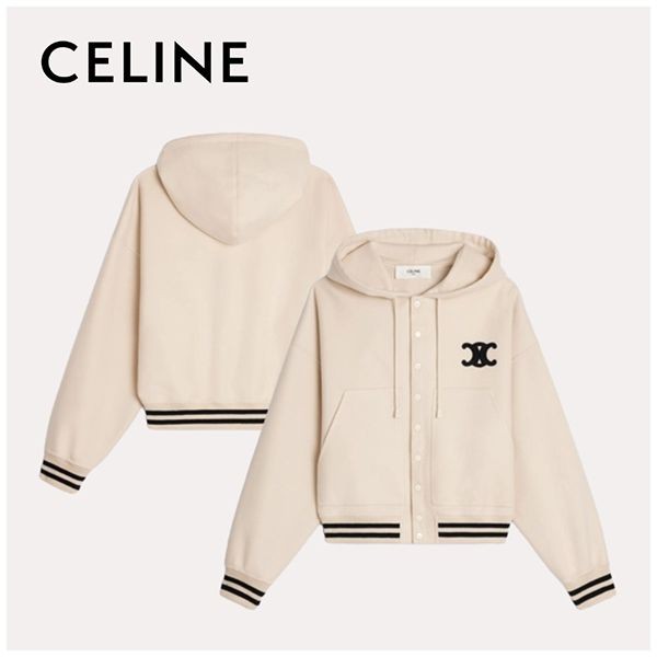 CELINE クリーム色 パーカー セール新作セリーヌ テディブルゾンパーカー コピー/ダブルフェイス