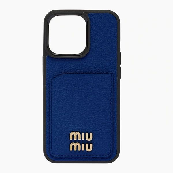 便利でミュウミュウ 偽物 レザー iPhoneケース ポケット付き 3色