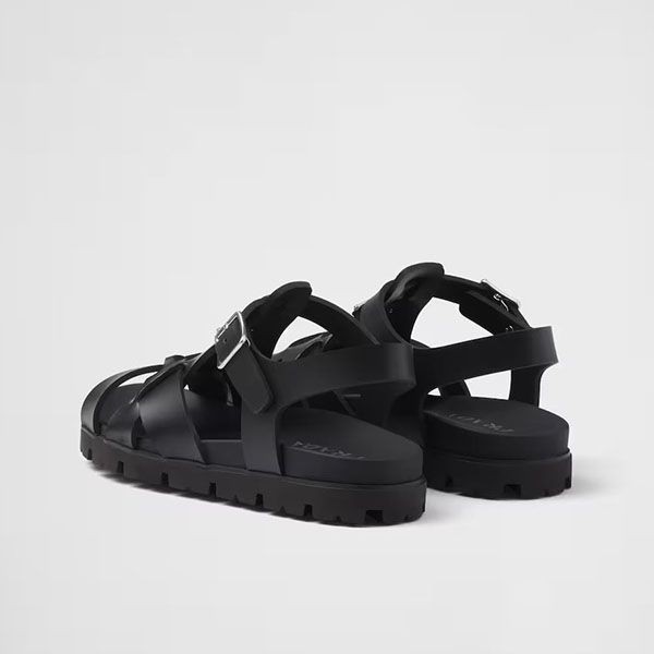 PRADA ラバークロスサンダル（ブラック） ブティック】限定レディース プラダ ラバー クロスサンダル スーパー